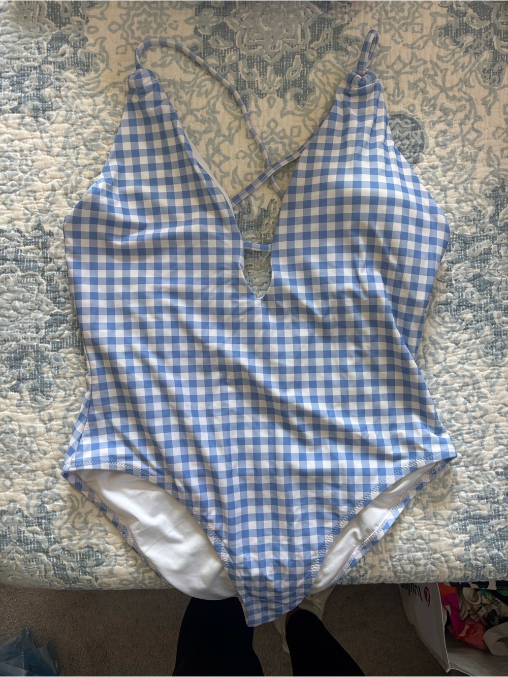 Blue Gingham One-Piece Swimsuit